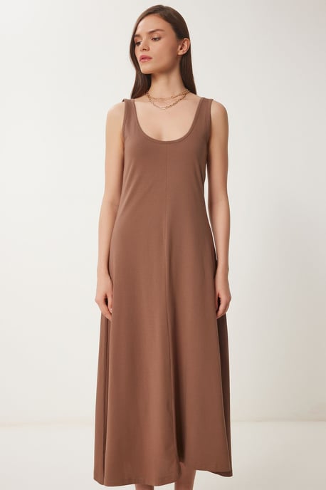 U Kraag Midi Jurk - Image 5