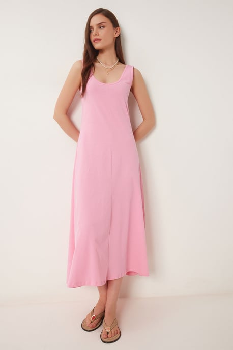 U Kraag Midi Jurk - Image 1