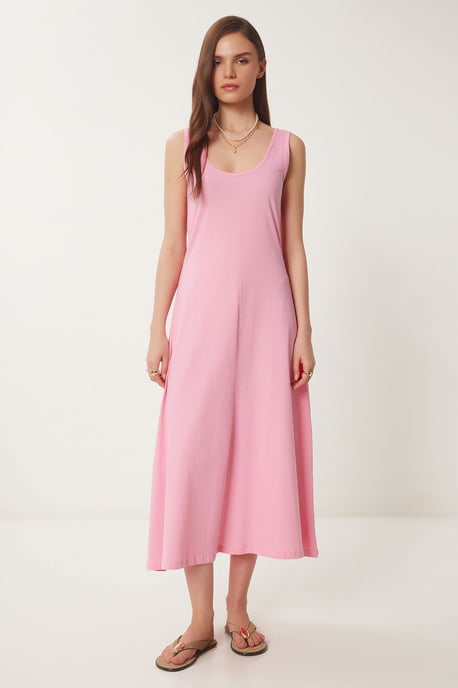 U Kraag Midi Jurk - Image 3