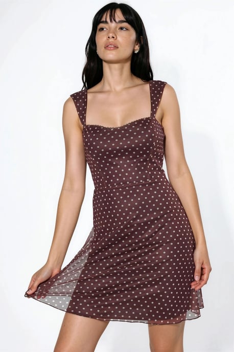 Polka Dots Mini Tulle Jurk met Hart Kraag - Image 2