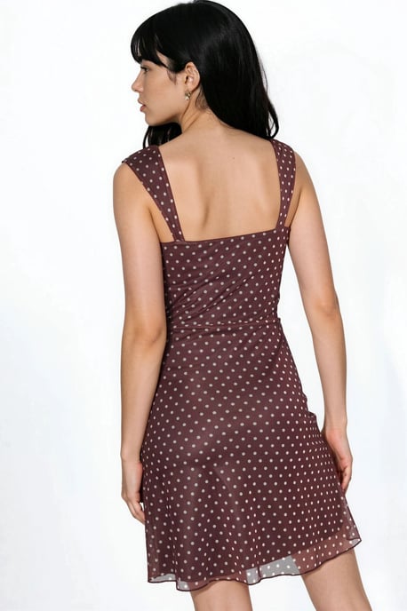 Polka Dots Mini Tulle Jurk met Hart Kraag - Image 3