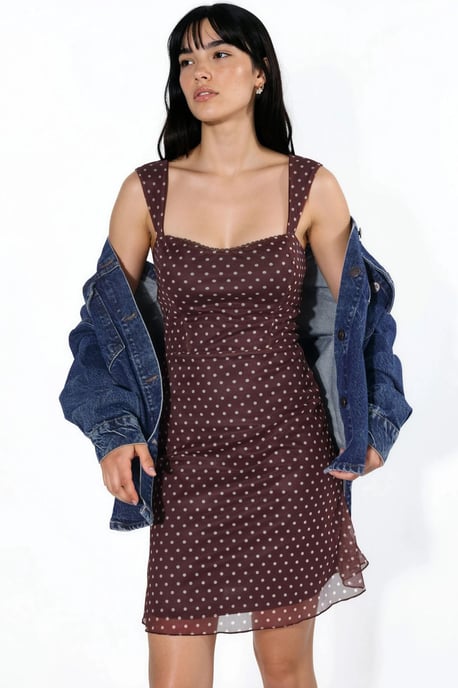 Polka Dots Mini Tulle Jurk met Hart Kraag - Image 5