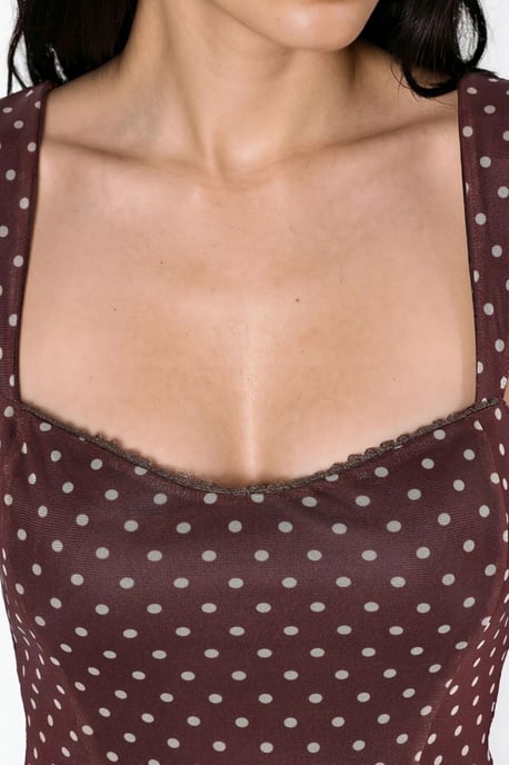Polka Dots Mini Tulle Jurk met Hart Kraag - Image 6
