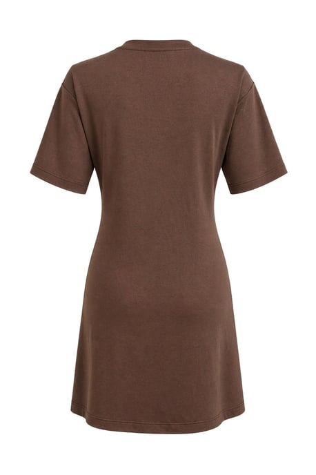 Crew Neck Mini T-shirt Jurk met Steen Accessoire - Image 3
