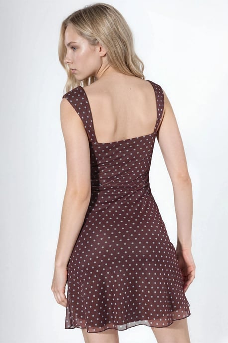Polka Dots Mini Tulle Jurk met Hart Kraag - Image 4