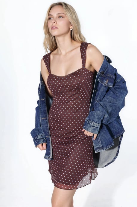 Polka Dots Mini Tulle Jurk met Hart Kraag - Image 6