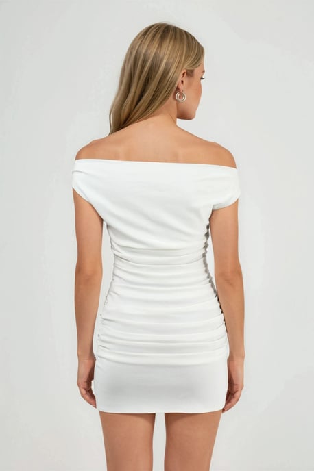 Off Shoulder Bootneck Mini Jurk - Image 3