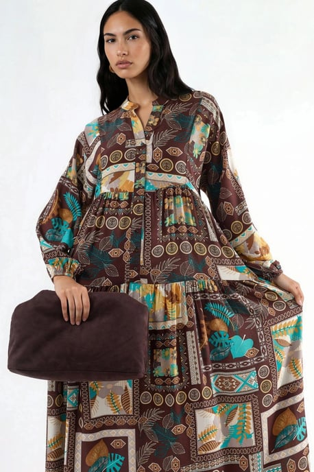 V-hals Patroon Maxi Jurk - Image 2