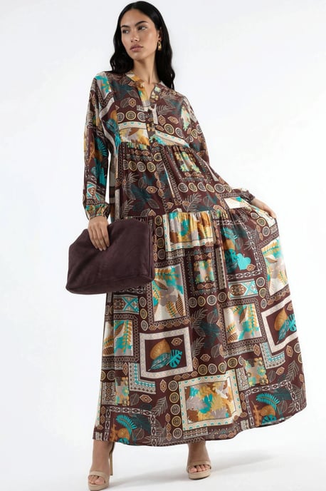 V-hals Patroon Maxi Jurk - Image 5