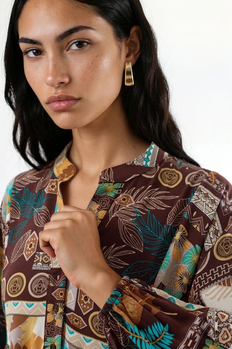 V-hals Patroon Maxi Jurk - Image 6