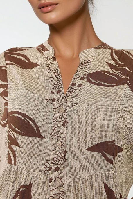 Gedrukte Lange Mouwen Viscose Maxi Jurk - Image 6