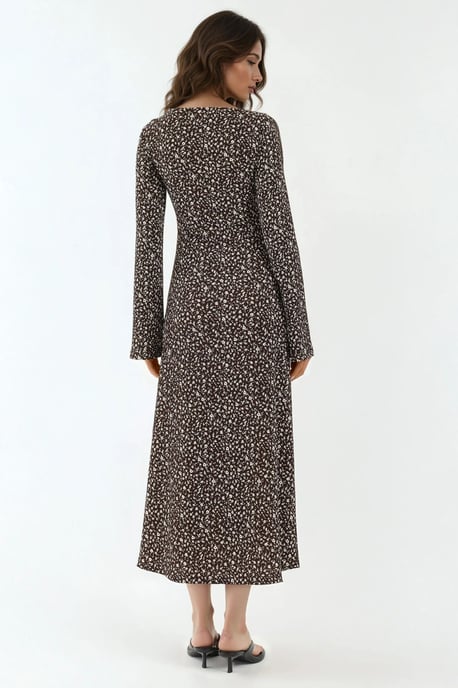 Elegant Flower Printed V-neck Bodycon Maxi Dress - Image 5