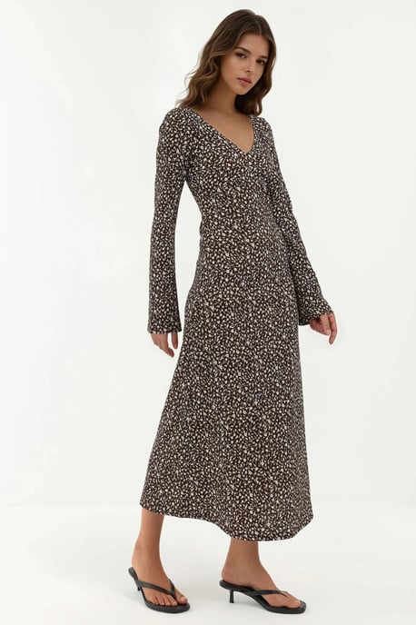 Elegant Flower Printed V-neck Bodycon Maxi Dress - Image 6