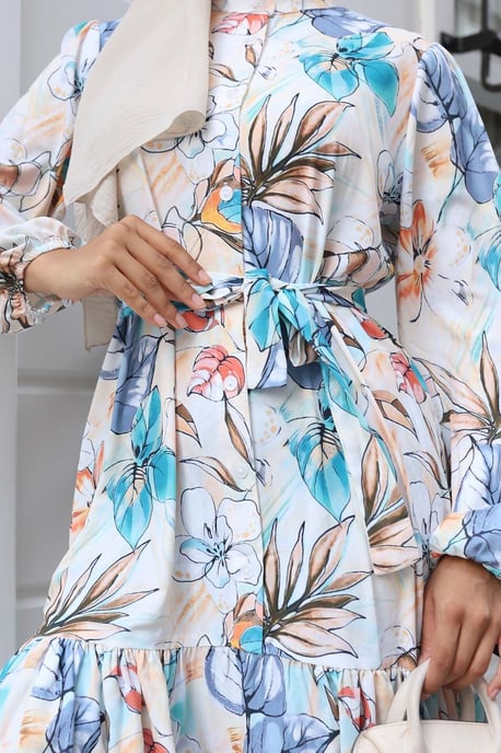 Gebuttonde Maxi Jurk met Ronde Hals en Tailleband - Image 3