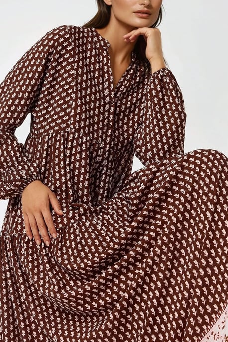 Printed V-Neck Maxi Dress - Image 4