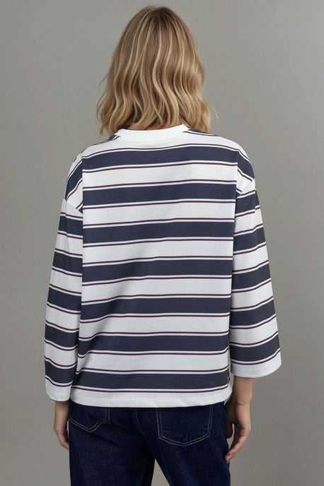 Randig linne med lång ärm och rund hals - Image 6