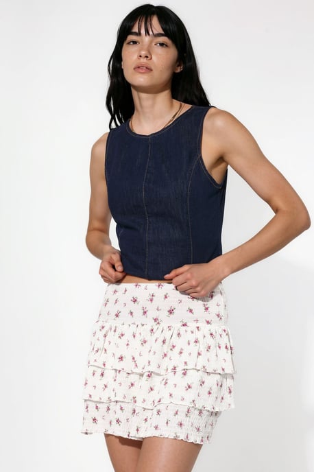 Floral Hoge Taille Mini Skaterrok - Image 1
