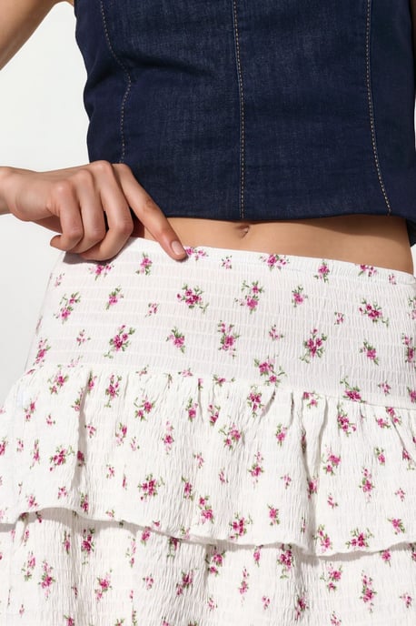 Floral Hoge Taille Mini Skaterrok - Image 3