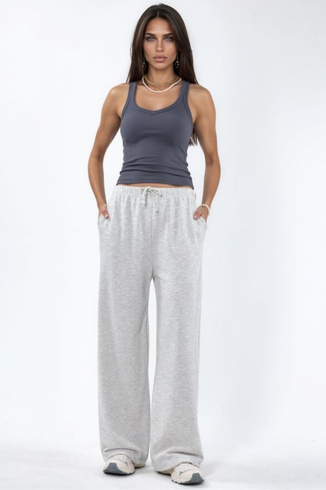 Dames Sweatpants van Katoenmix met Rechte Pijpen - Image 1