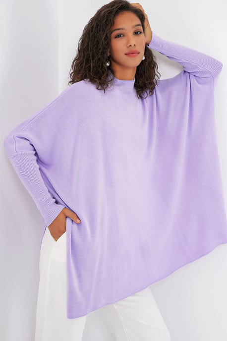 Oversized Half-Turtleneck Long Sleeve Knit Sweater - Image 3