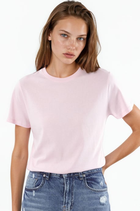 Effen Crew Neck Katoenen T-Shirt - Image 1