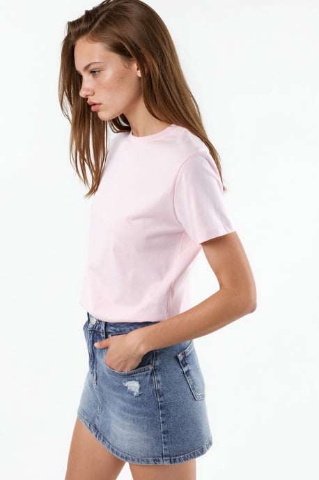 Effen Crew Neck Katoenen T-Shirt - Image 2