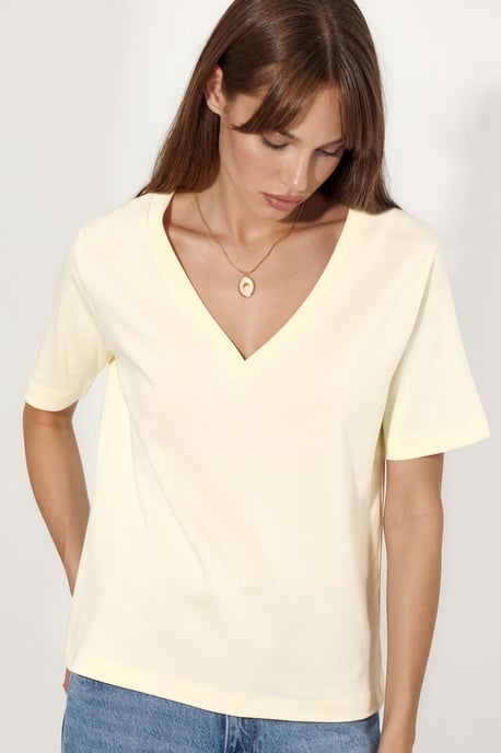 V-hals Effen Regular Fit Katoenen T-Shirt - Image 1