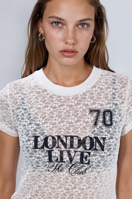 Lacemotief Gedrukte Crew Neck T-Shirt - Image 3