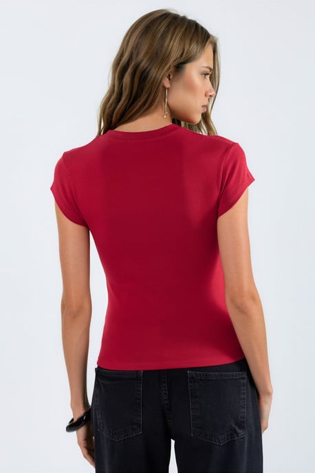 Broderad hjärttryck T-shirt med rundad hals - Image 2