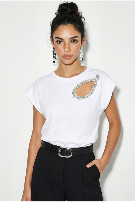Uitgesneden Ronde Hals T-Shirt - Image 2