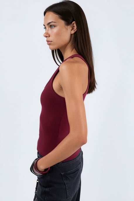 V-hals Geribbelde Tanktop - Image 2