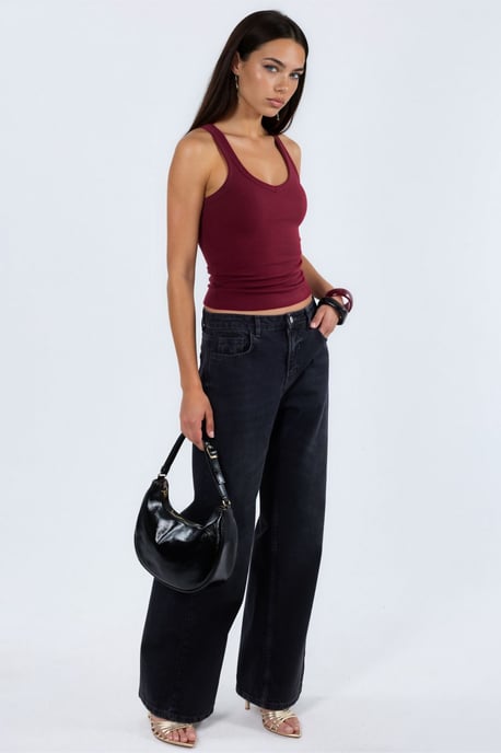 V-hals Geribbelde Tanktop - Image 4