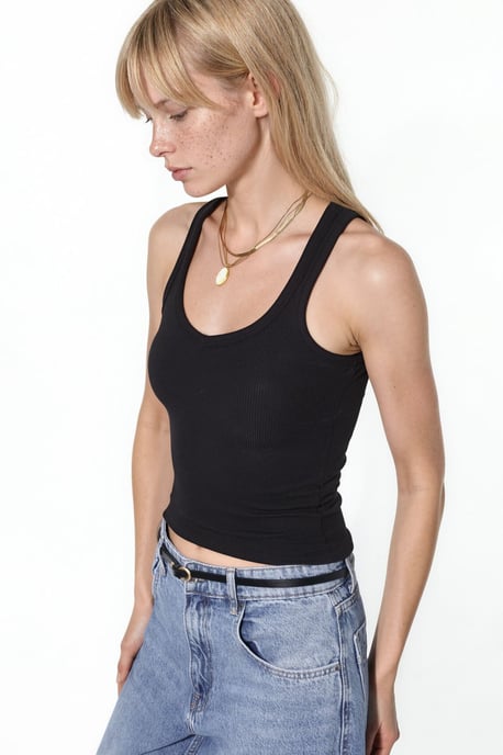 V-hals Geribbelde Tanktop - Image 3