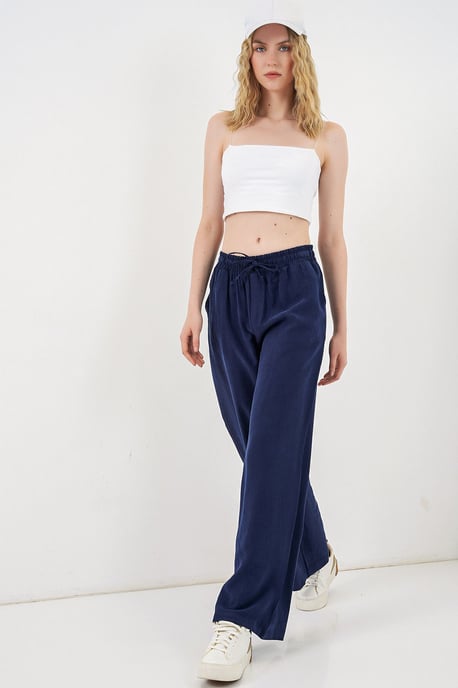 High Waist Wide Leg Trousers with Pocket - Image 3