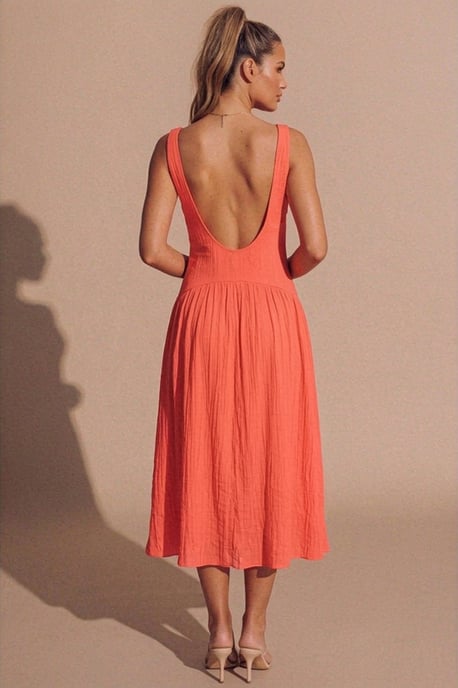 Square Neck Drop Waist Midaxi Dress - Valentino - Image 4