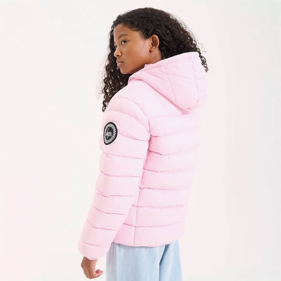 Meiden Gewatteerde Jas Kinderen Roze Gevoerde Winterjas met Capuchon - Image 4