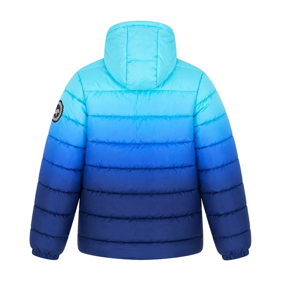 Boys Padded Jacket Kids Blue Ocean Fade Hooded Quilted Warm Coat - Image 2