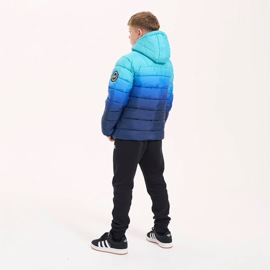 Boys Padded Jacket Kids Blue Ocean Fade Hooded Quilted Warm Coat - Image 4