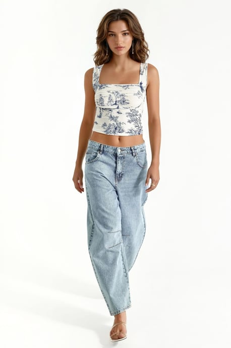 Patroonvierkante Hals Sandy Croptop - Image 4