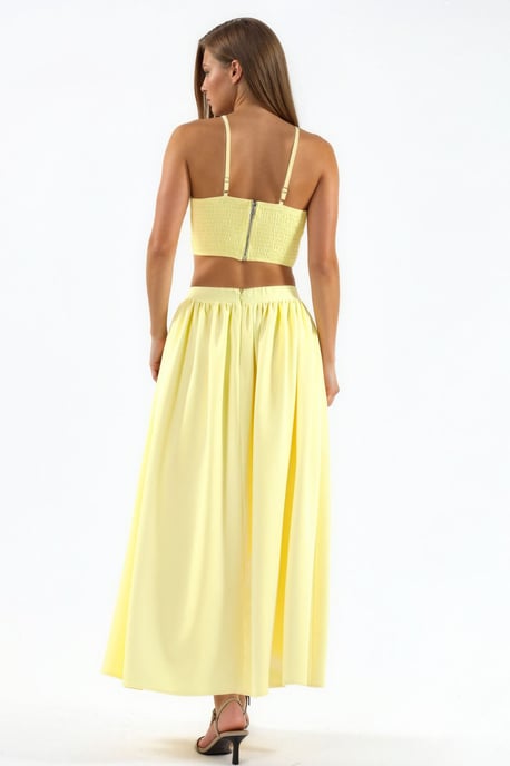 Pocket Gedetailleerde Lange Rok en Crop Top Twee-Stuks Set - Image 3