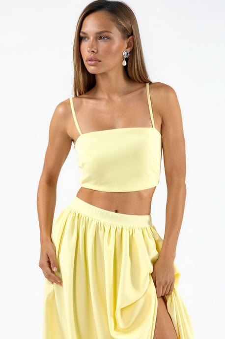 Pocket Gedetailleerde Lange Rok en Crop Top Twee-Stuks Set - Image 4