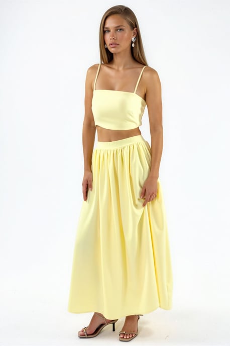 Pocket Gedetailleerde Lange Rok en Crop Top Twee-Stuks Set - Image 5