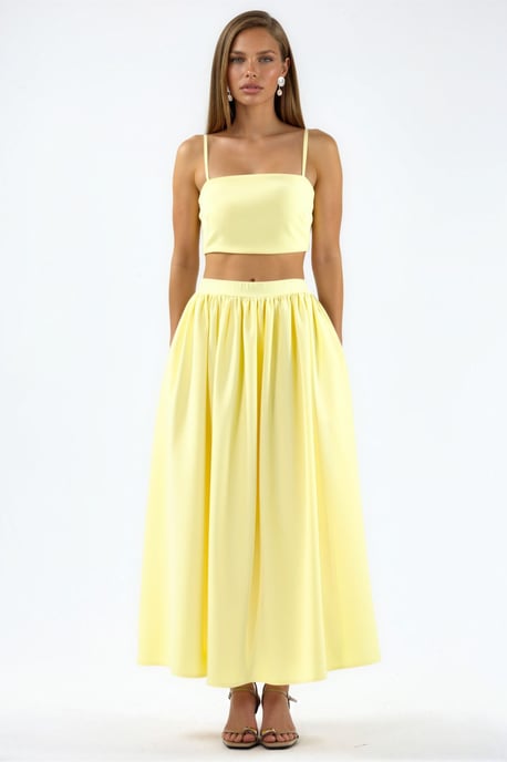 Pocket Gedetailleerde Lange Rok en Crop Top Twee-Stuks Set - Image 6