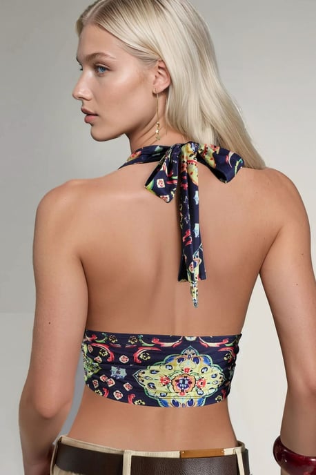 Patroon Rimpel Crop Top - Image 3