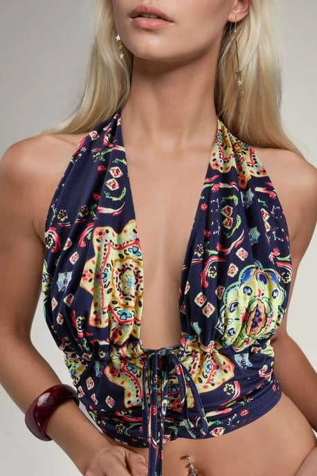 Patroon Rimpel Crop Top - Image 4