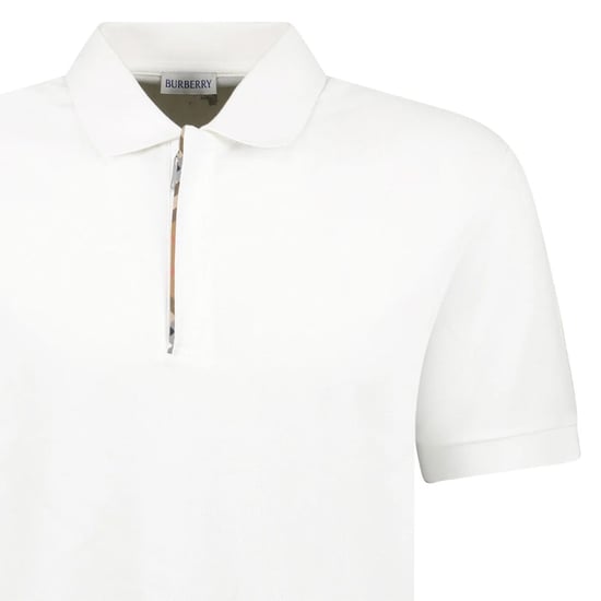 Burberry Mens Hartford Zip Polo Shirt - White - Image 2