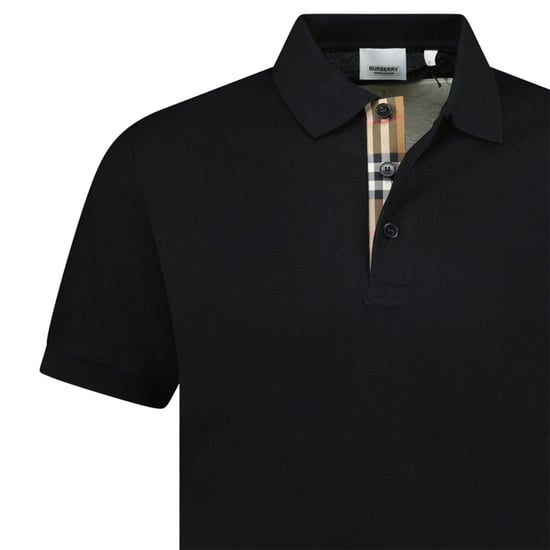 Burberry Mens Hartford Check Polo Shirt - Black - Image 2