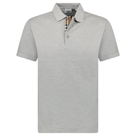 Burberry Mens Hartford Check Polo Shirt - Pale Grey Melange - Image 1