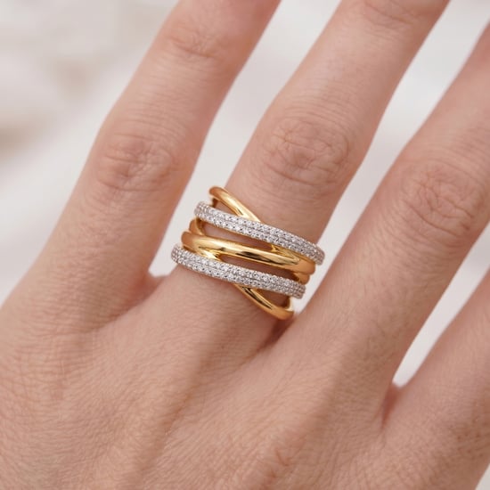 Luxenter Ring in Brilliant Metal and Zirconia Alloy finished in 18k yellow gold - Ximara - Image 5
