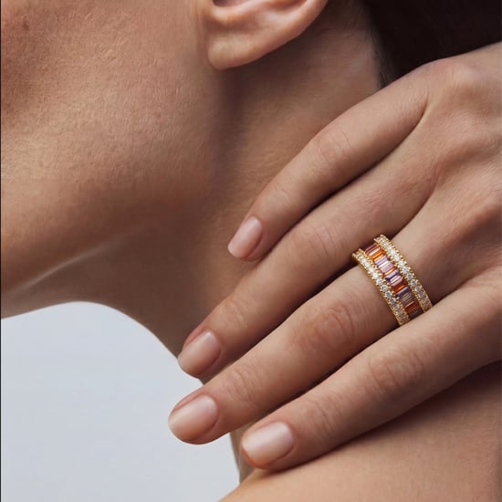 Fáinne Luxenter i gCóimhiotal Miotail agus Zirconia Multicolor críochnaithe in ór buí 18k - Baldlal - Image 2
